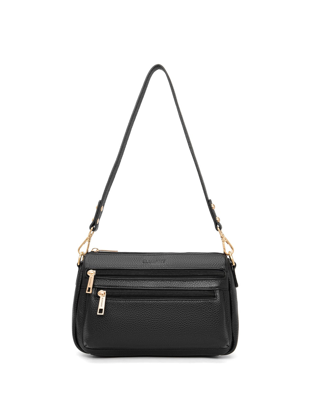 GABBY MULTI CMPT LEATHER XBODY BAG- E1-0856-BLK