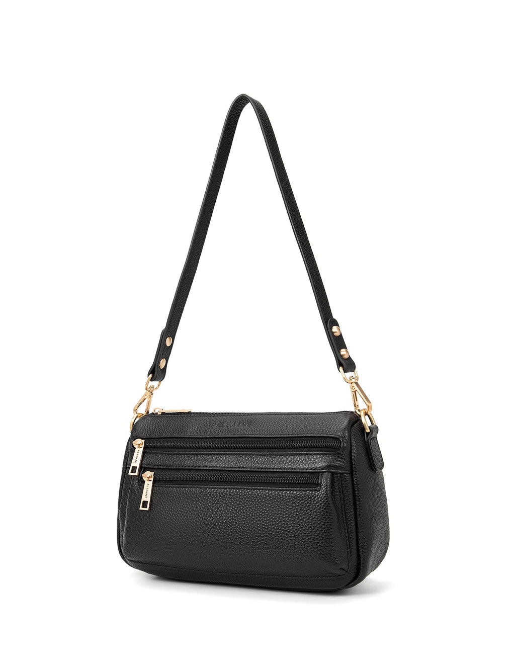 GABBY MULTI CMPT LEATHER XBODY BAG- E1-0856-BLK