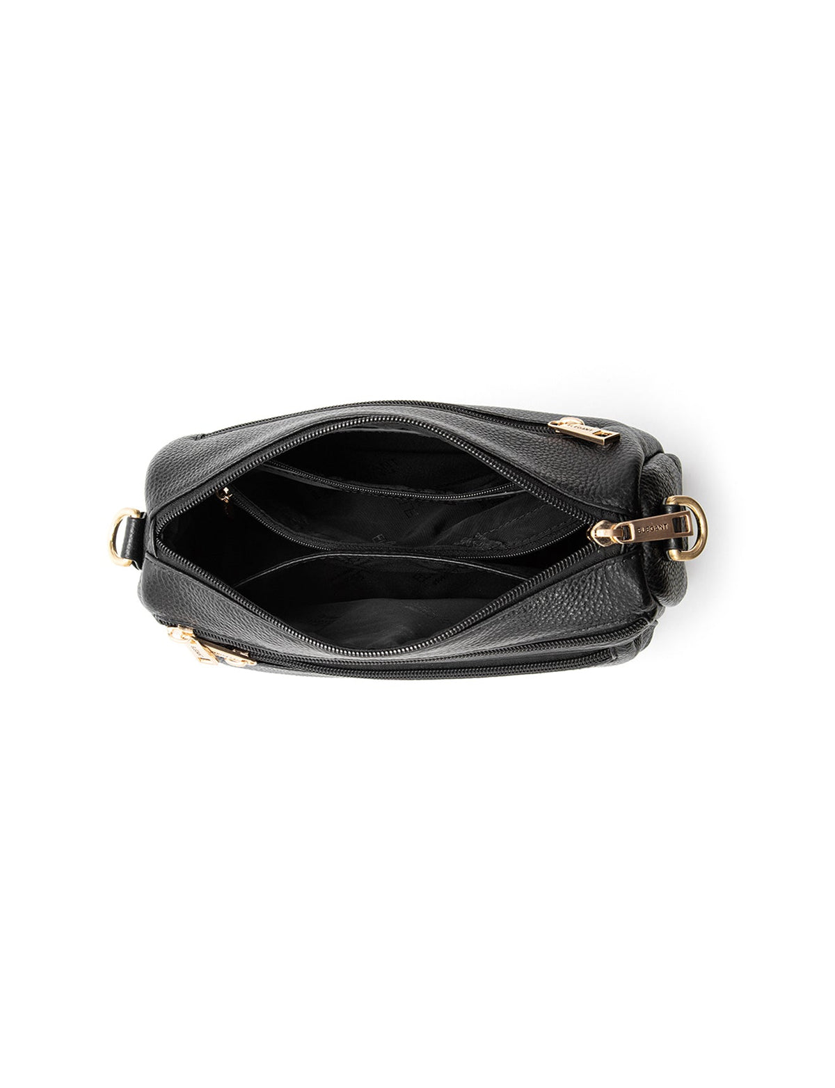 GABBY MULTI CMPT LEATHER XBODY BAG- E1-0856-BLK