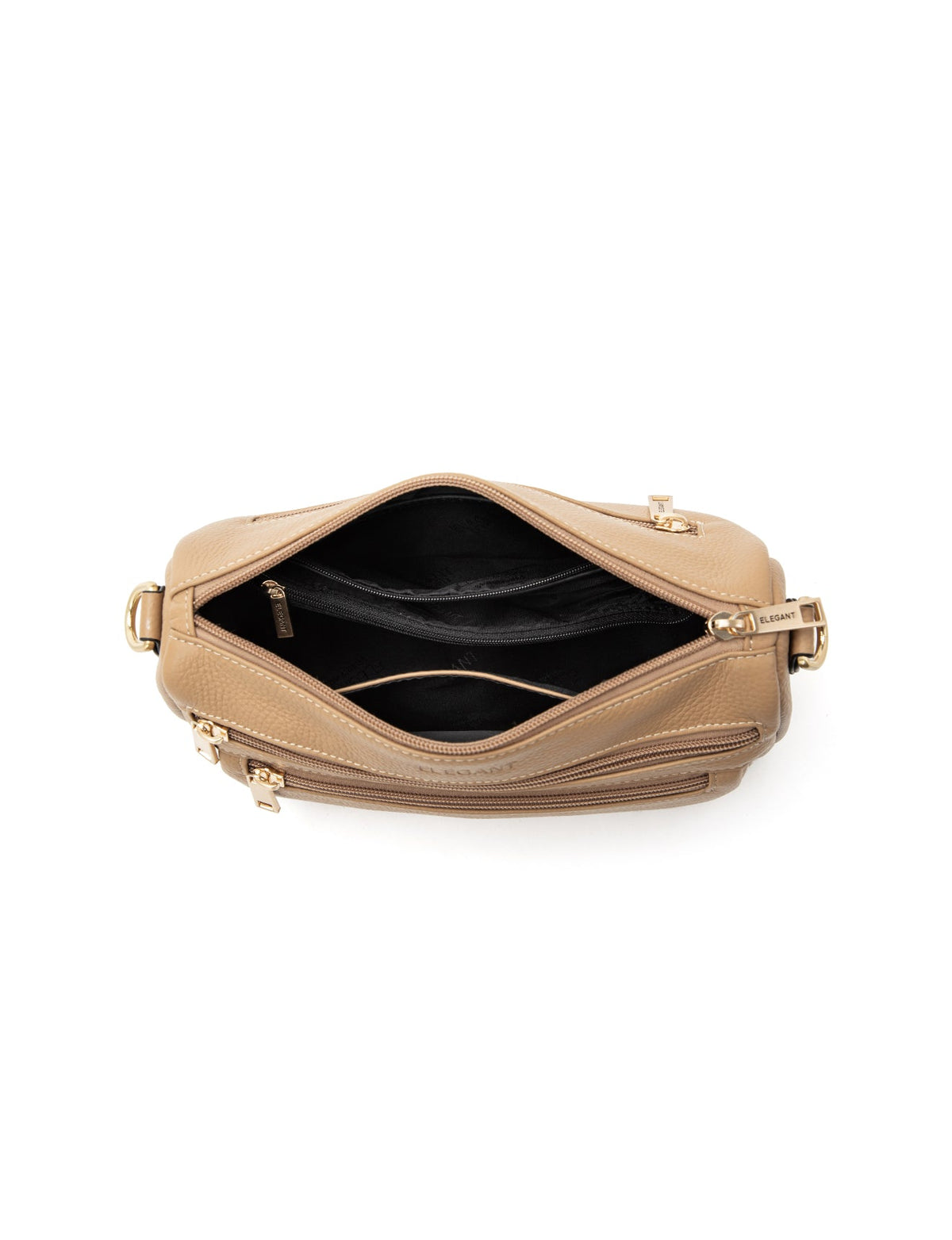 GABBY MULTI CMPT LEATHER XBODY BAG- E1-0856-CAM