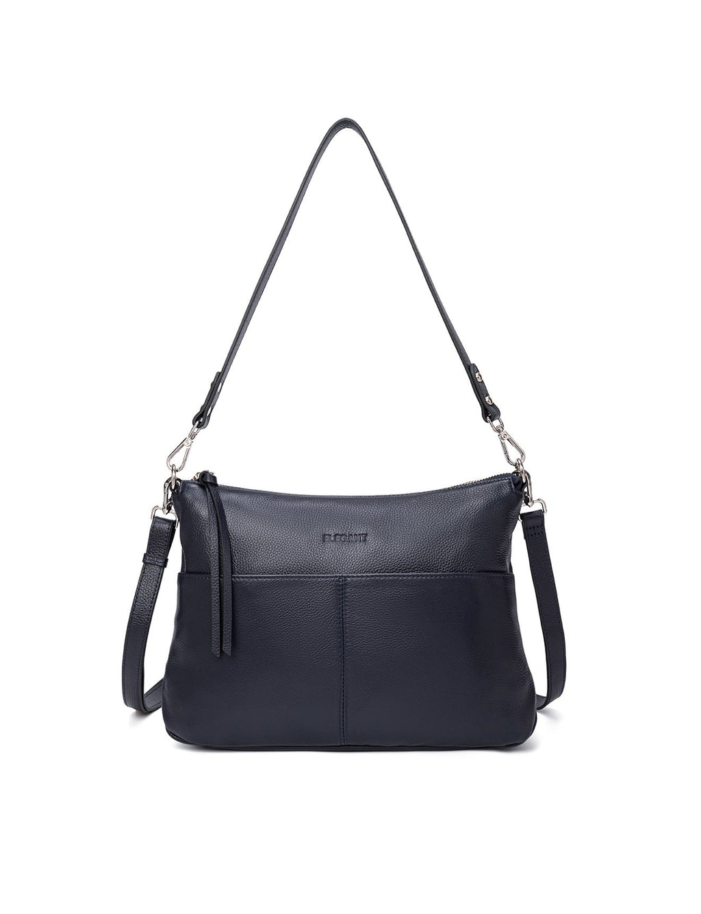 ALANNA LEATHER HOBO BAG - NAVY