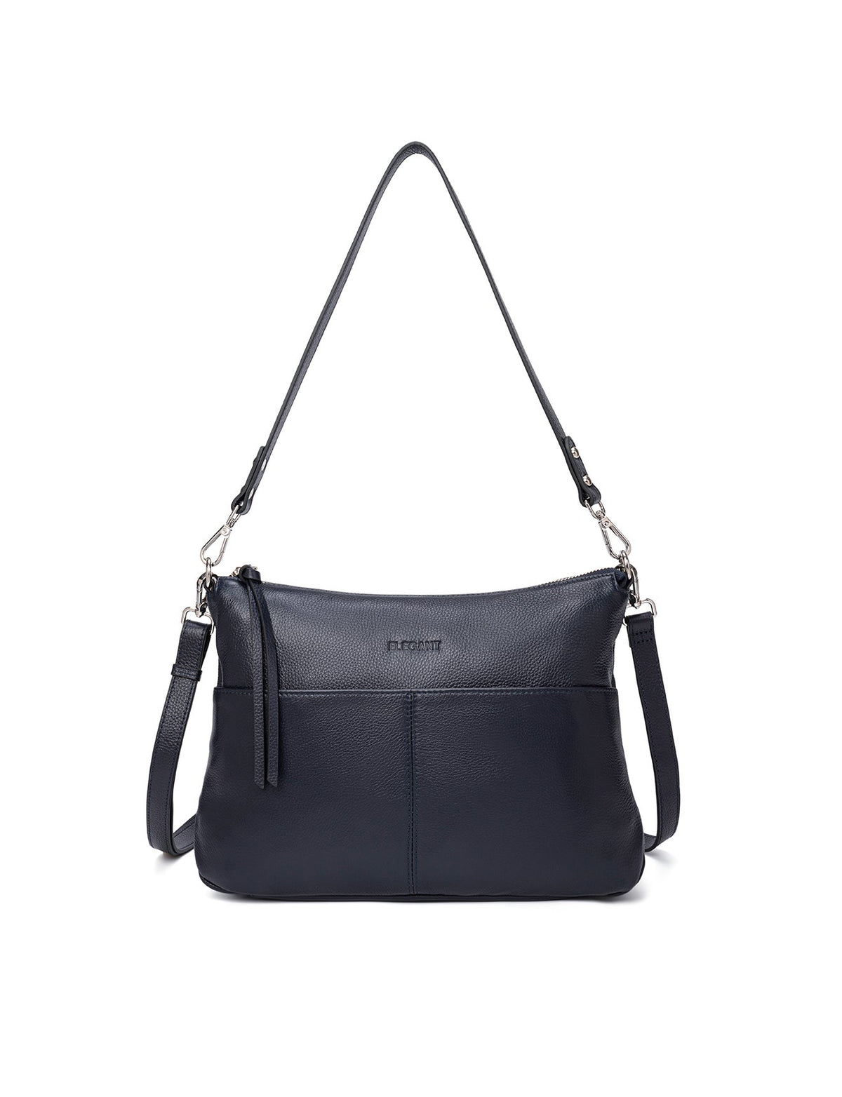ALANNA LEATHER HOBO BAG - NAVY