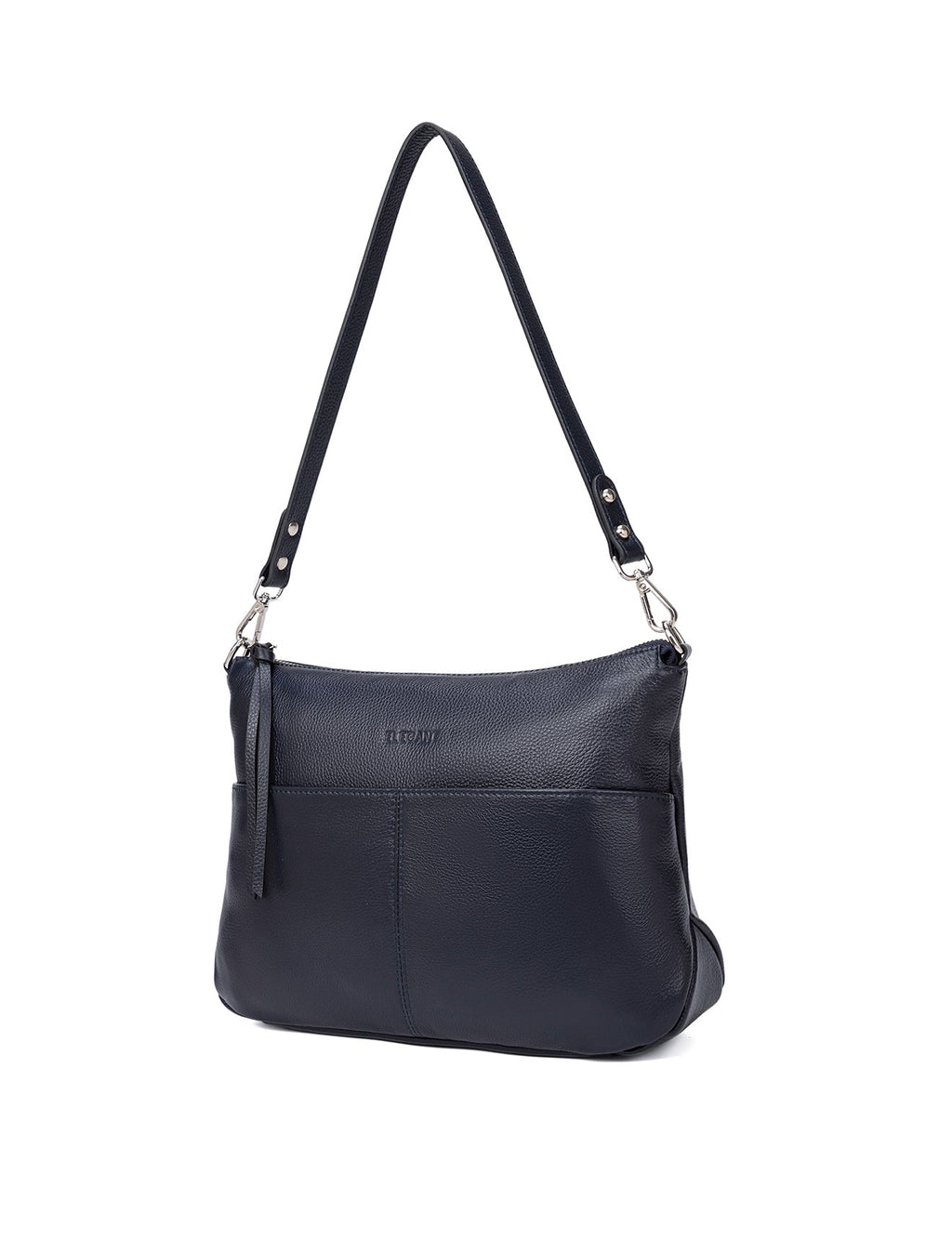 ALANNA LEATHER HOBO BAG - NAVY