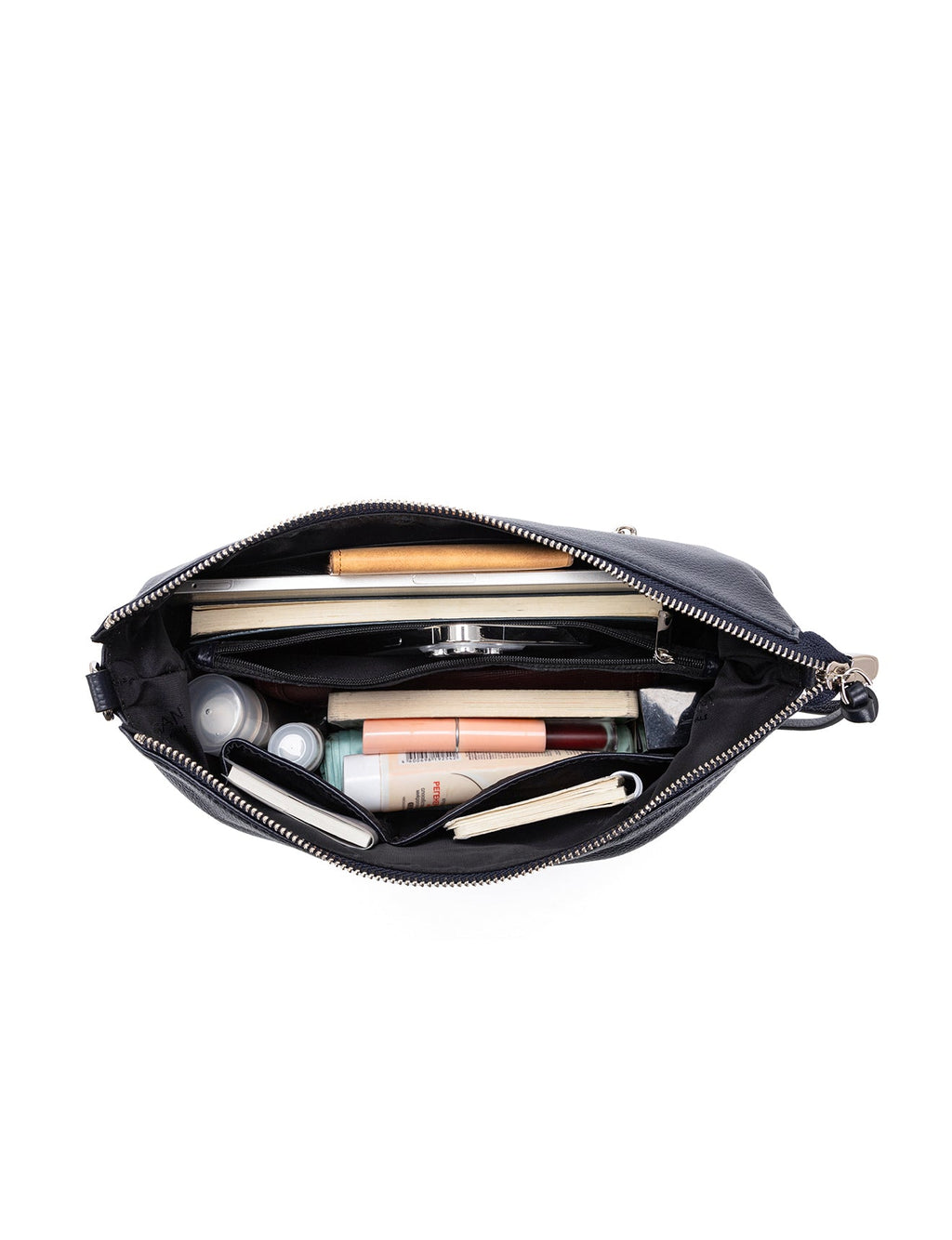 ALANNA LEATHER HOBO BAG - NAVY