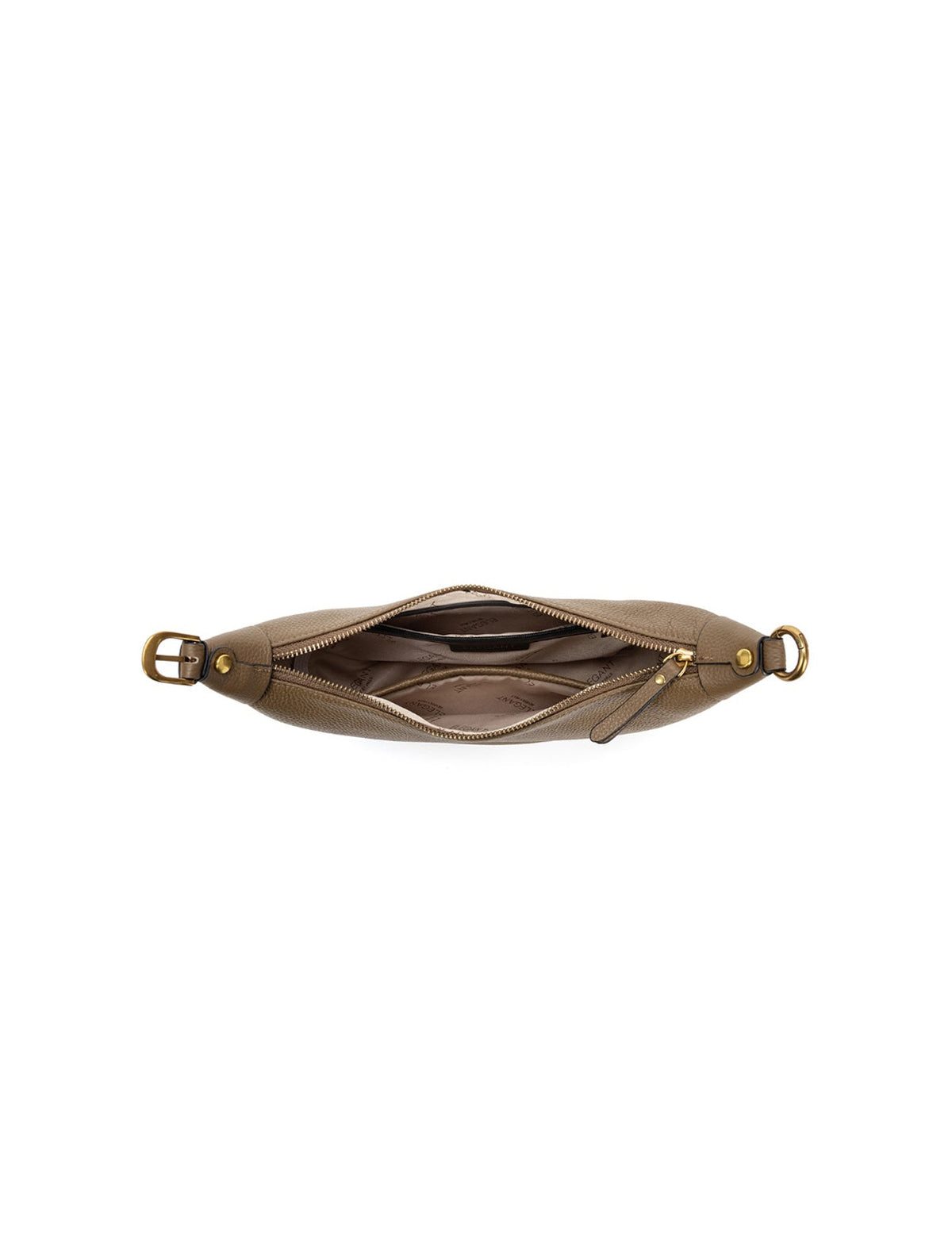 SOFIA LEATHER SHOULDER STRAP BAG w/ CHAIN DETAIL - KHAKI