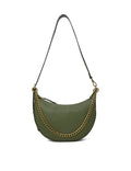 SOFIA LEATHER SHOULDER STRAP BAG w/ CHAIN DETAIL - OLIVE