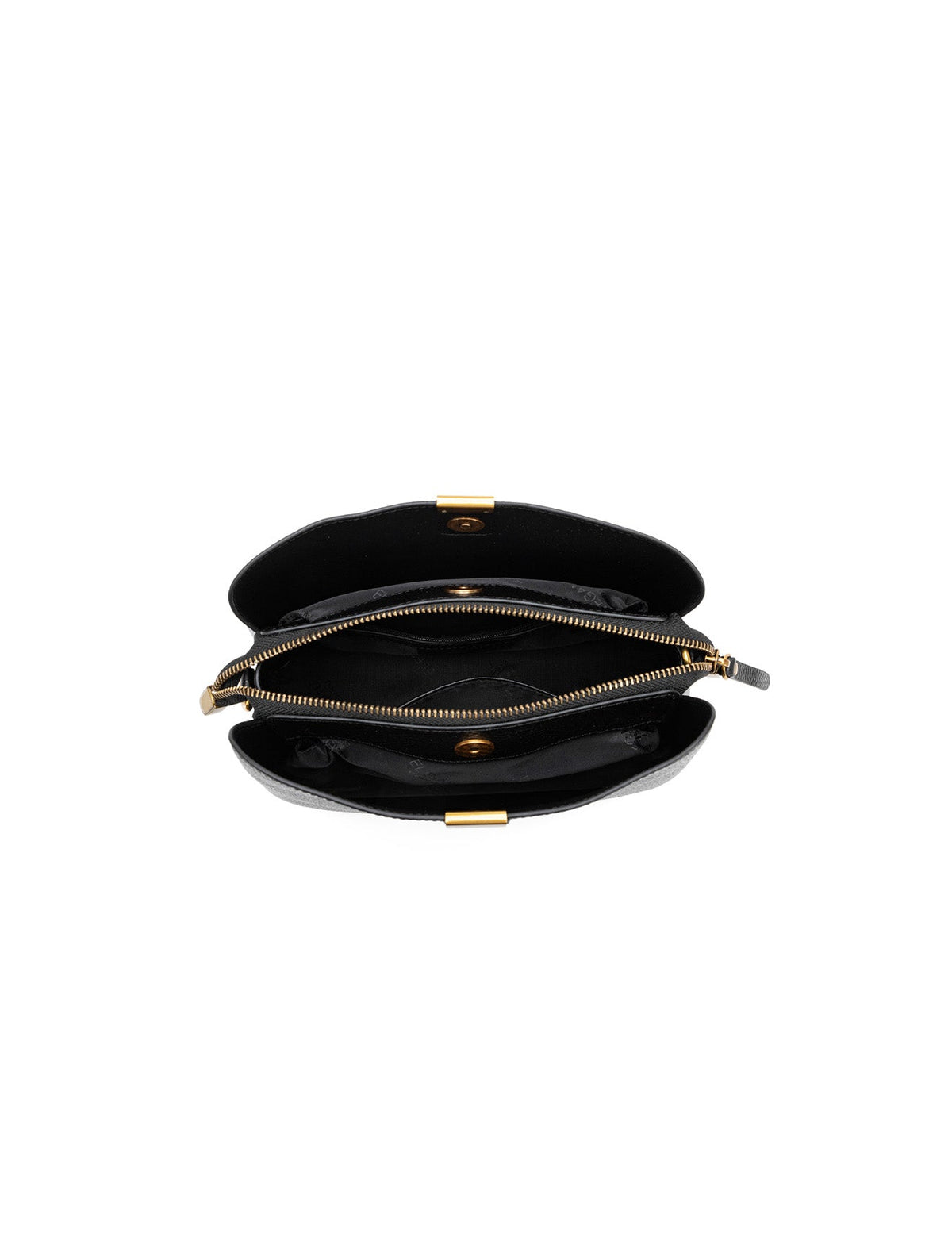 OLIVIA LEATHER BUCKET BAG W/ STRAP - BLACK
