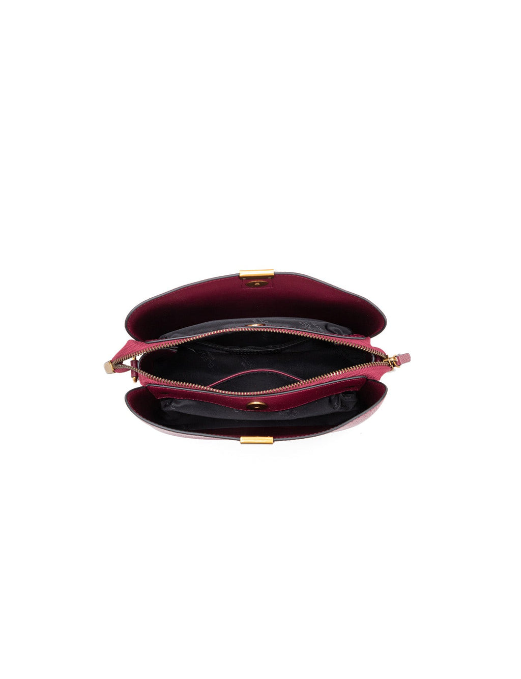 OLIVIA LEATHER BUCKET BAG W/ STRAP - BURGUNDY