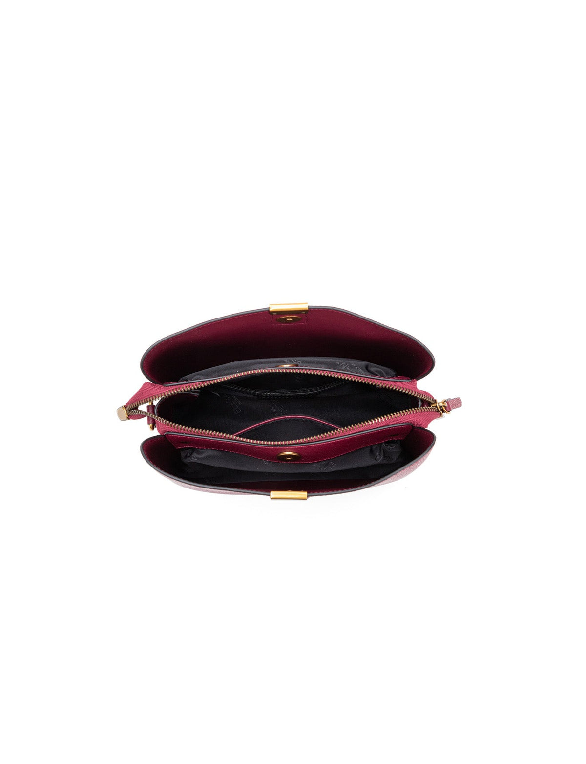OLIVIA LEATHER BUCKET BAG W/ STRAP - BURGUNDY