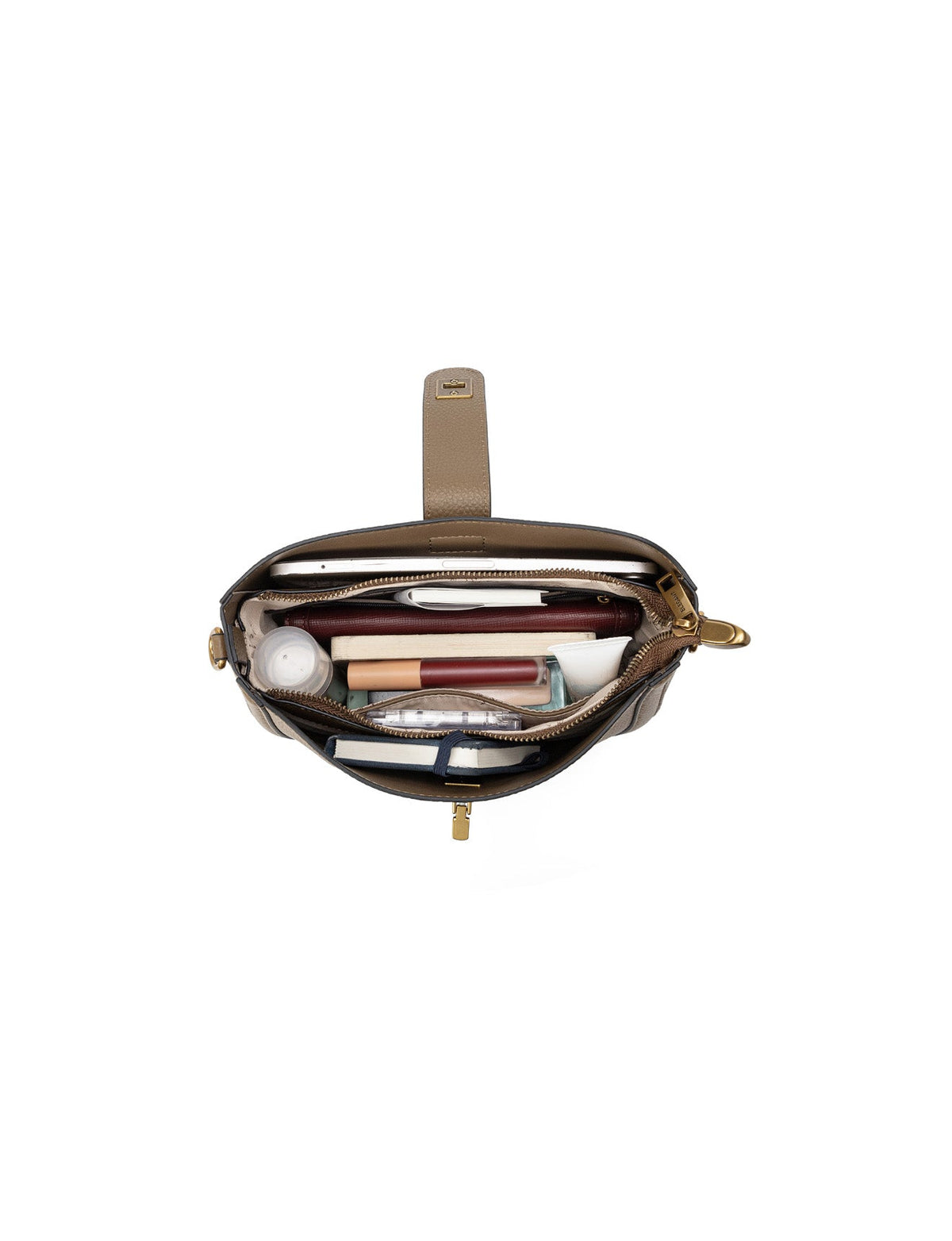 SILVANA LEATHER BAG - KHAKI