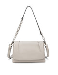 COURTNEY LEATHER CROSS BODY BAG W/ CHAIN HANDLE DETAIL - BEIGE