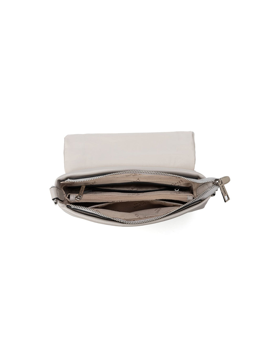 COURTNEY LEATHER CROSS BODY BAG W/ CHAIN HANDLE DETAIL - BEIGE