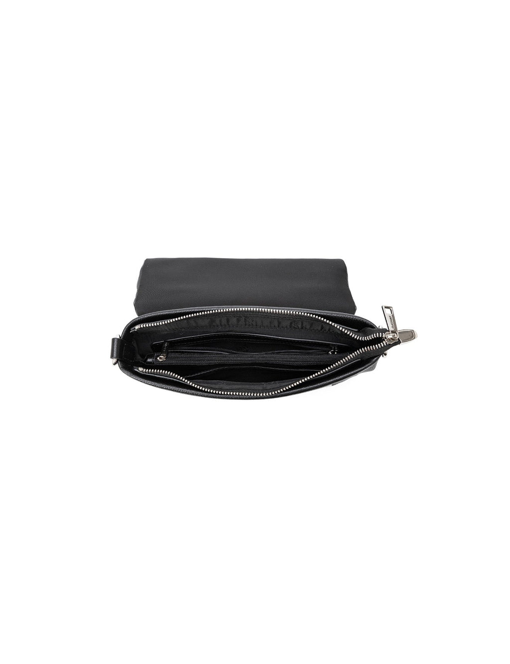COURTNEY LEATHER CROSS BODY BAG W/ CHAIN HANDLE DETAIL - BLACK