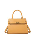 ELEGANT GRACE LEATHER CROSS BODY BAG W/ GOLD CLASP - DIJON