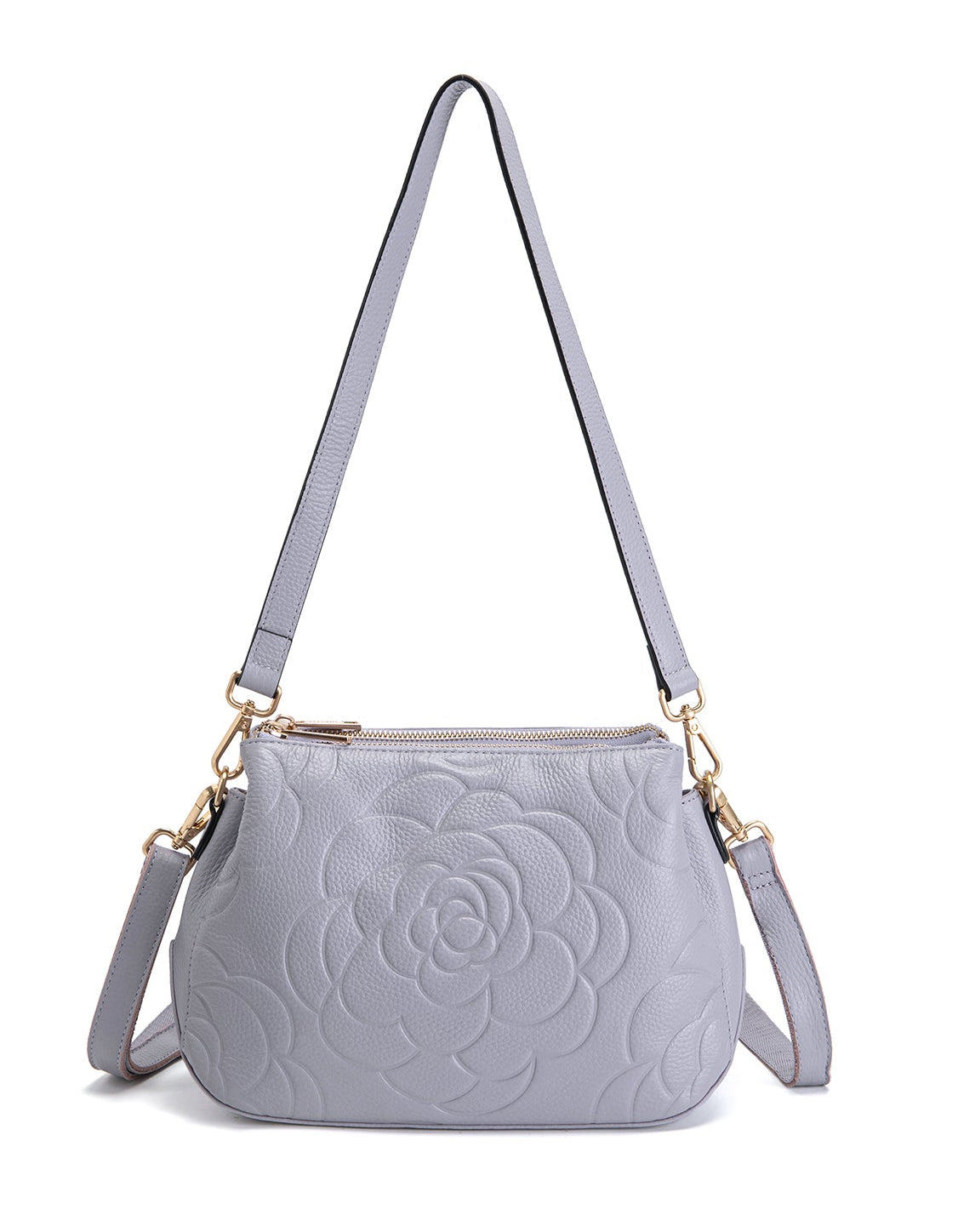ROSIE 3 COMPARTMENT LEATHER XBODY BAG- E1-8285A-CORNFLOWER