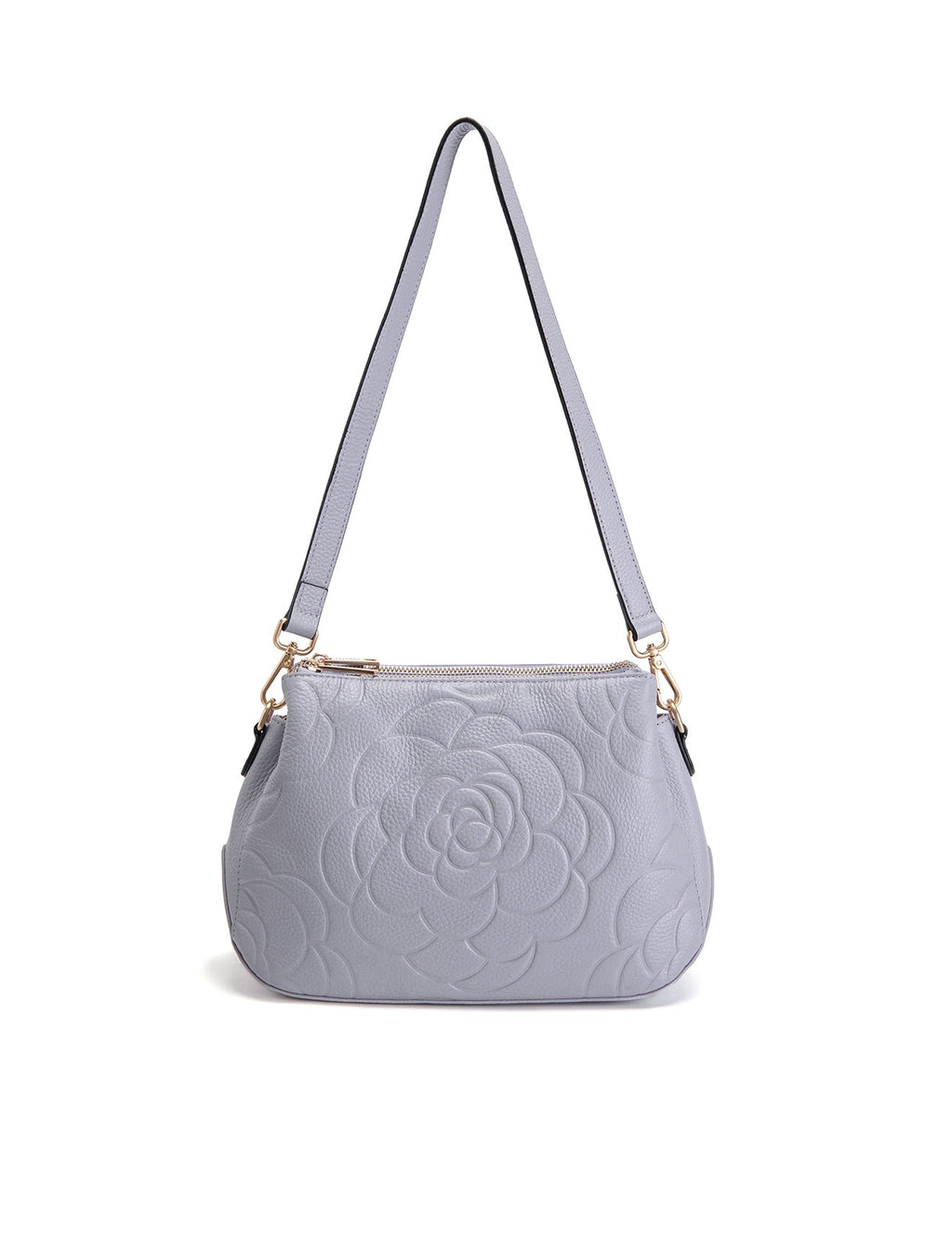 ROSIE 3 COMPARTMENT LEATHER XBODY BAG- E1-8285A-CORNFLOWER