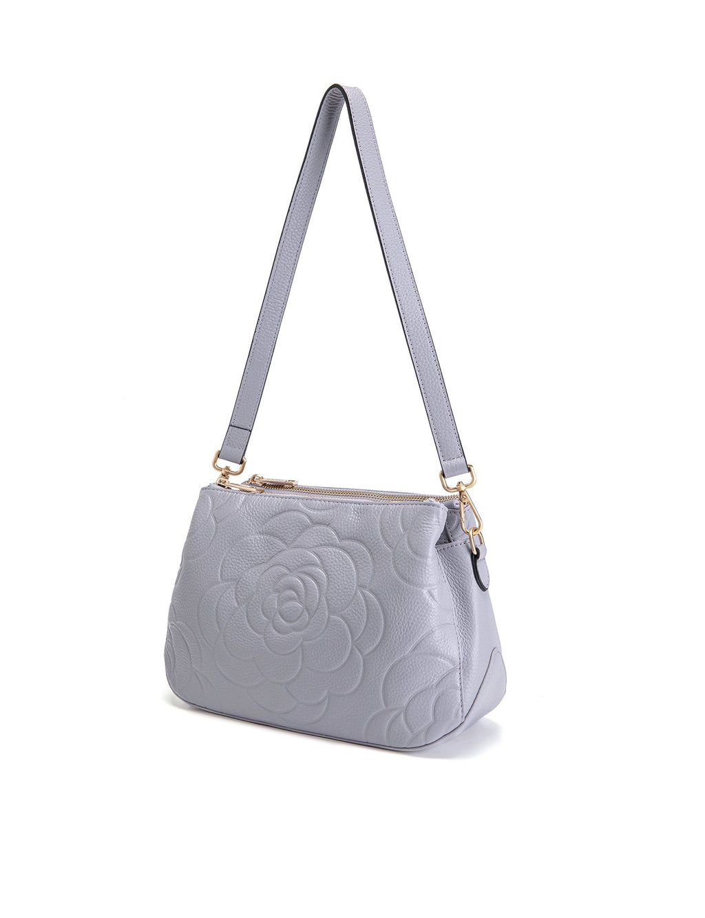 ROSIE 3 COMPARTMENT LEATHER XBODY BAG- E1-8285A-CORNFLOWER