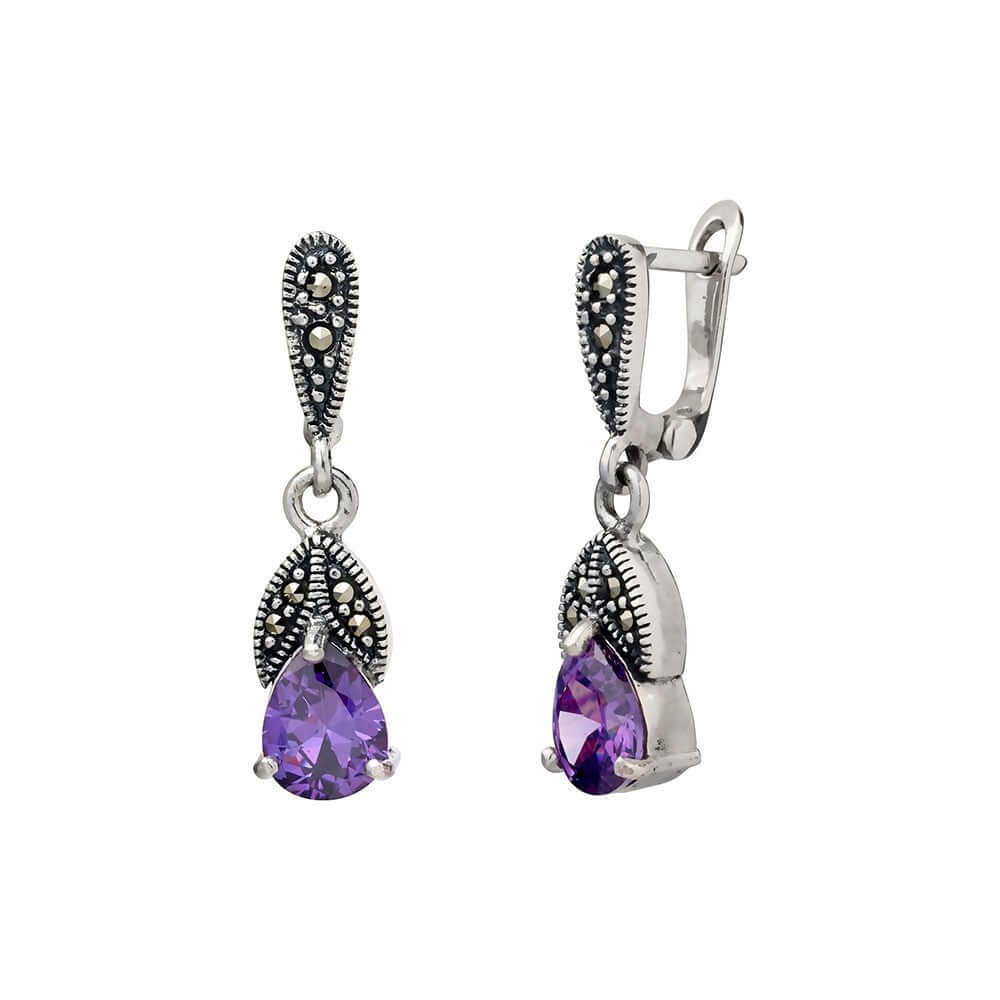 Sterling Silver Marcasite Drop Earrings