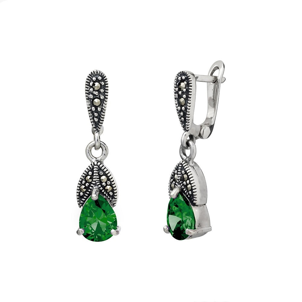 Sterling Silver Marcasite Drop Earrings