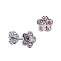 Pink Flower Studs — 925 Sterling Silver & Pink Cubic Zirconia