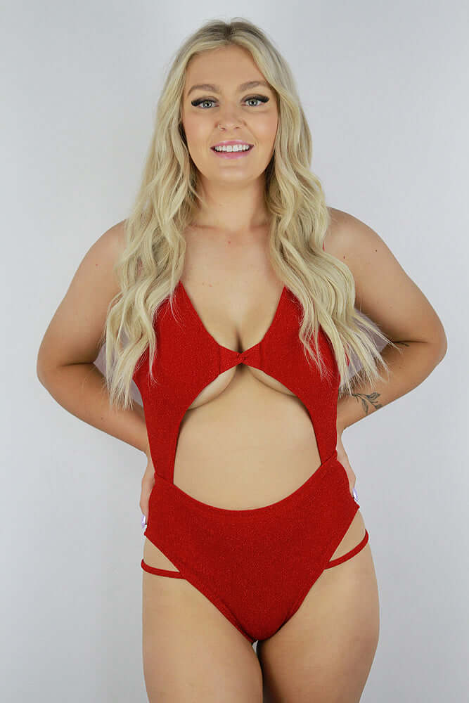 Glitteratti Knot Bodysuit Red