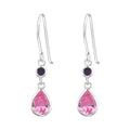 Silver Circle & Teardrop Earrings with Cubic Zirconia