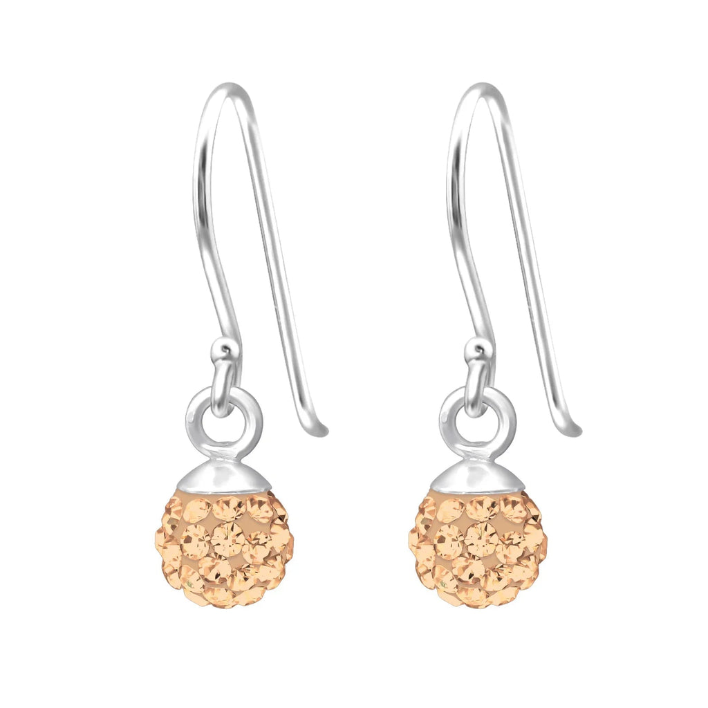 Silver Crystal Ball Earrings