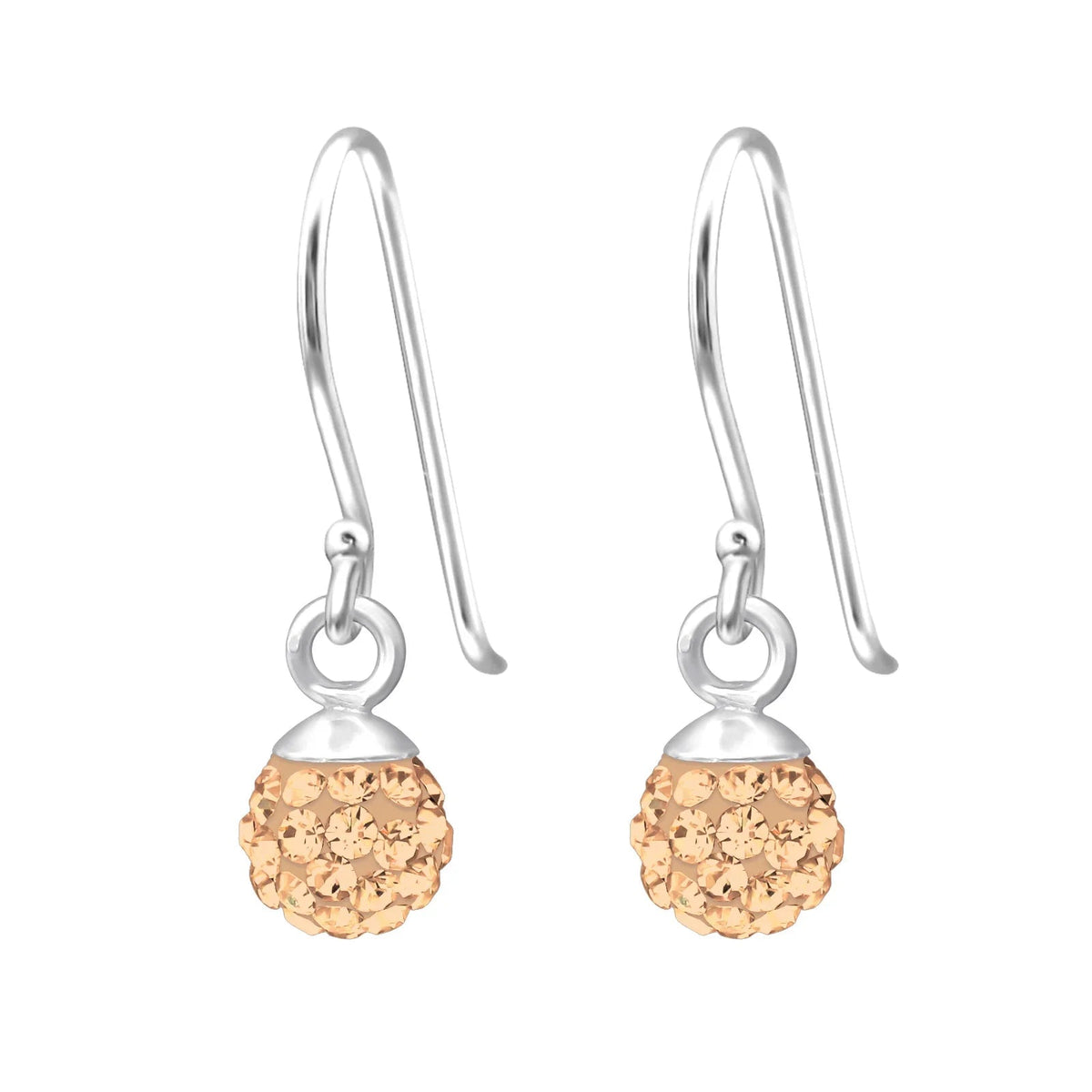 Silver Crystal Ball Earrings