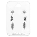 Silver Oxidised Nature Earrings Set