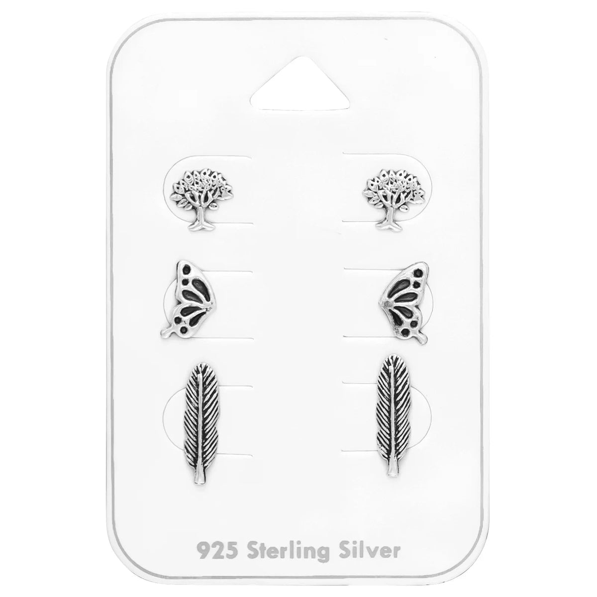 Silver Oxidised Nature Earrings Set