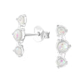 Round Curved Opal Studs, Sterling Silver