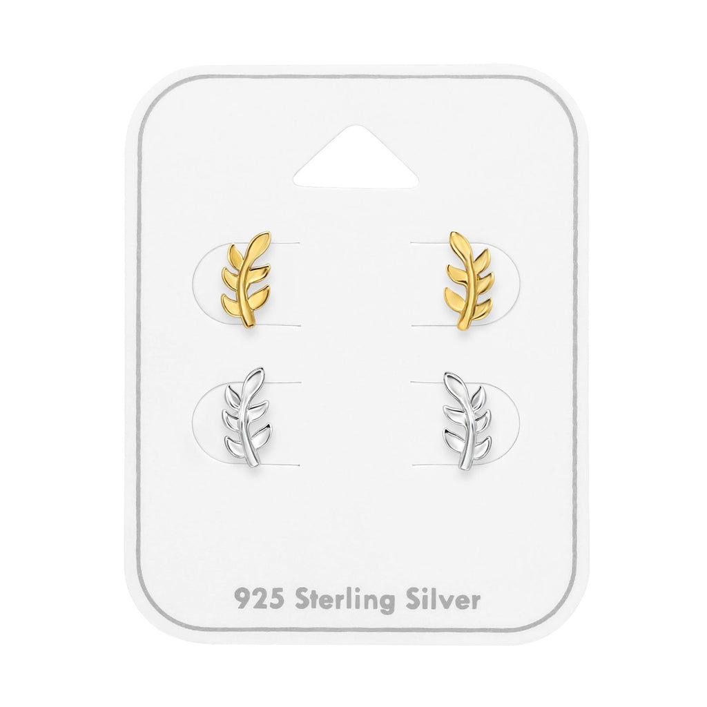Laser-Cut Leaf Stud Set, Sterling Silver