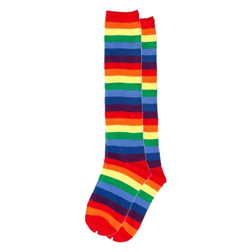 Ladies Rainbow Striped Womens Cotton Knee High Socks Over the Knee Thigh High