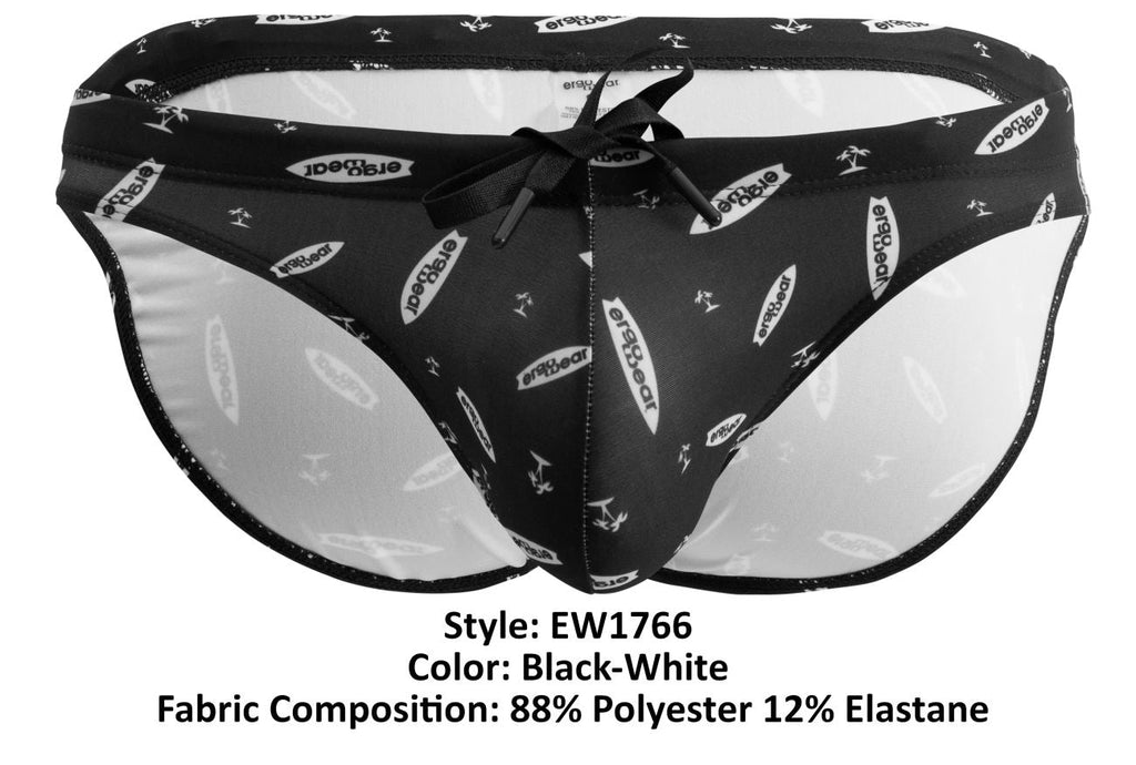 ErgoWear 남성용 활동복 및 수영복 EW1766 X4D SW 스윔 브리프 색상 블랙-화이트