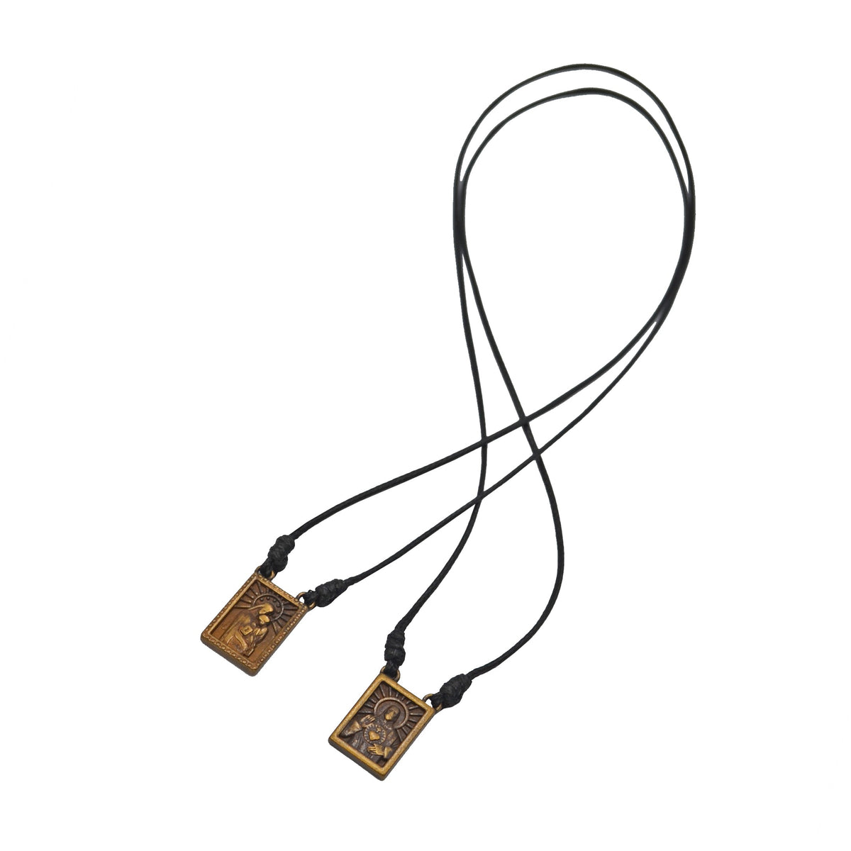 CA-RIO-CA Male Scapular with Cord in 5 colors of Pendant Black, Silver, Vintage Gold, Gold, Graphite Scapular  - Men's Necklace - Male Jewelry