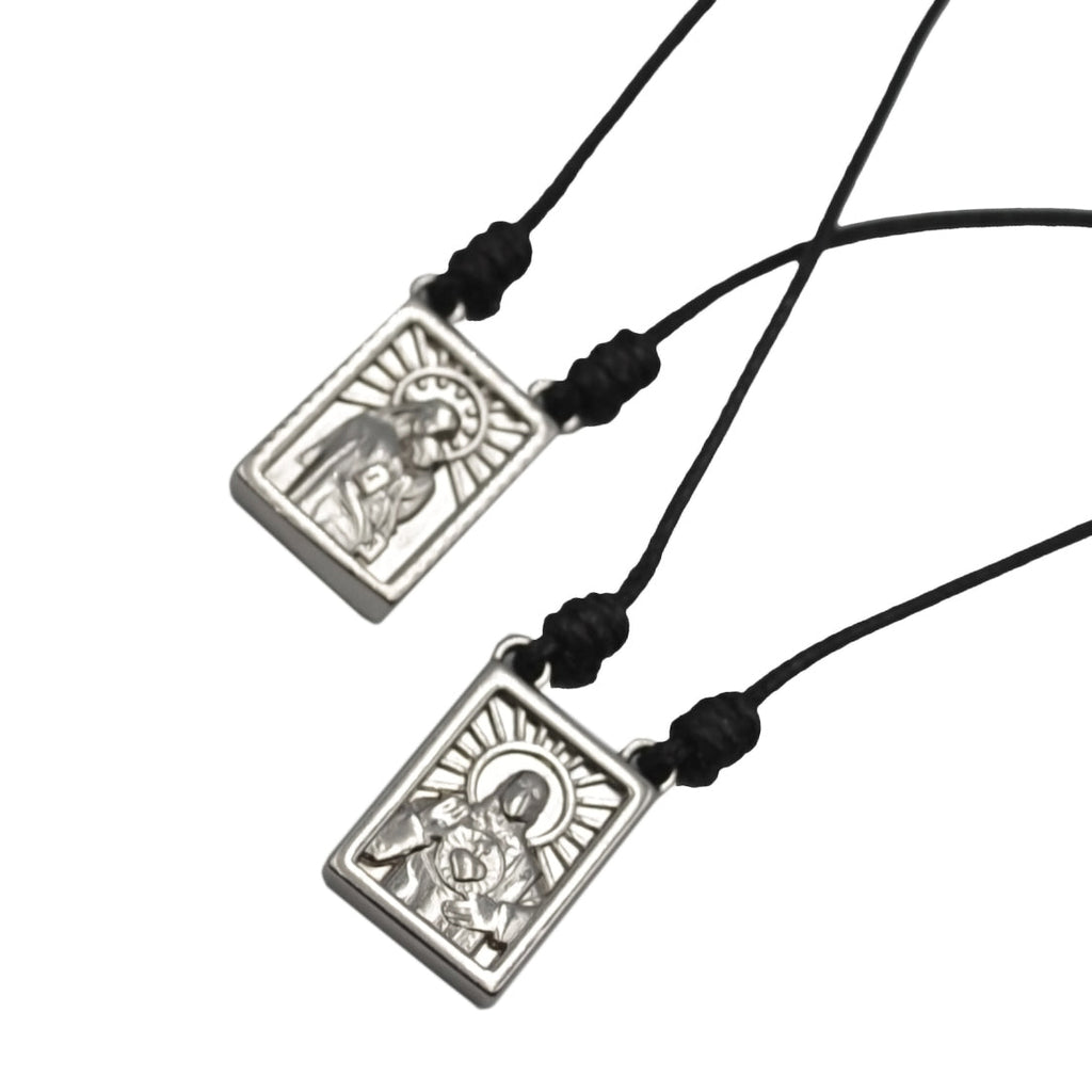 CA-RIO-CA Male Scapular with Cord in 5 colors of Pendant Black, Silver, Vintage Gold, Gold, Graphite Scapular  - Men's Necklace - Male Jewelry