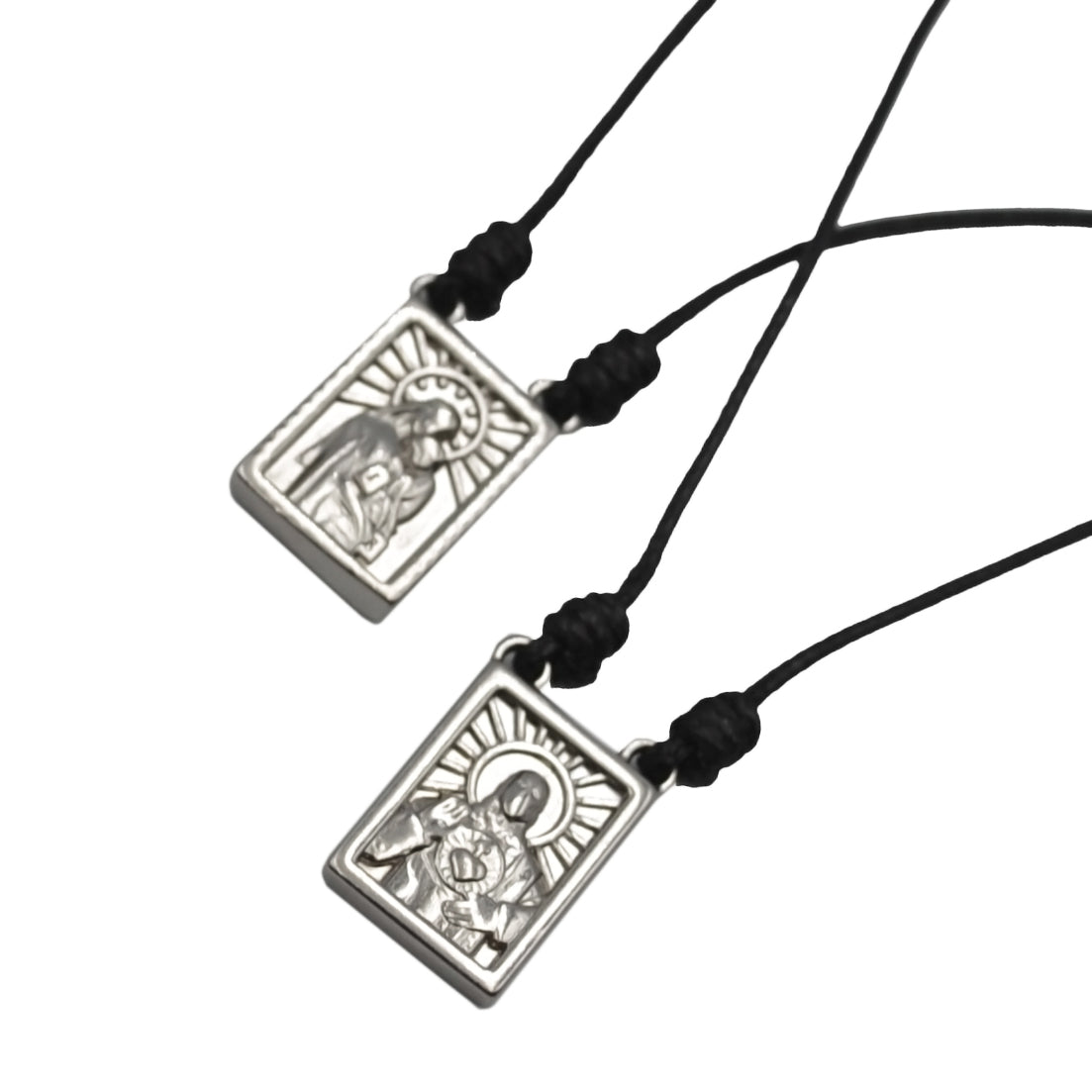 CA-RIO-CA Male Scapular with Cord in 5 colors of Pendant Black, Silver, Vintage Gold, Gold, Graphite Scapular  - Men's Necklace - Male Jewelry