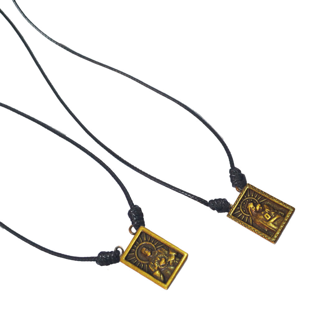 CA-RIO-CA Male Scapular with Cord in 5 colors of Pendant Black, Silver, Vintage Gold, Gold, Graphite Scapular  - Men's Necklace - Male Jewelry