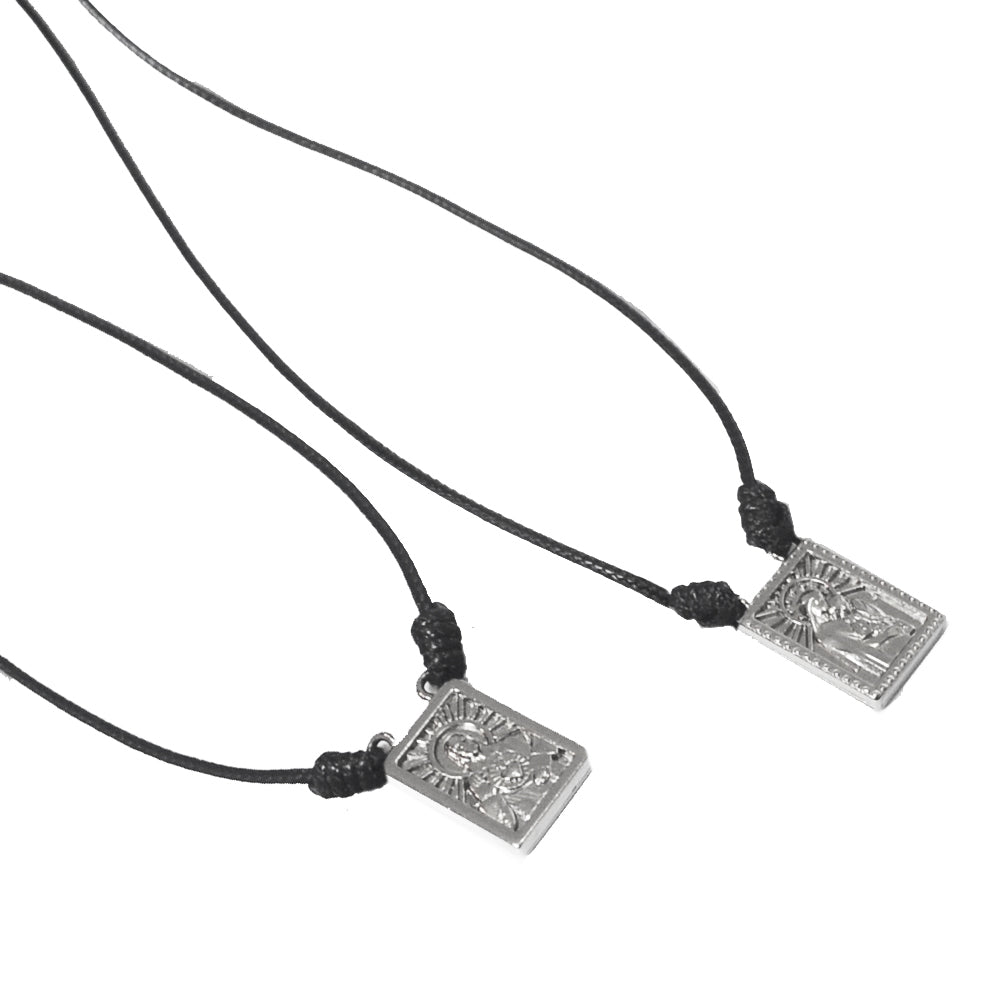 CA-RIO-CA Male Scapular with Cord in 5 colors of Pendant Black, Silver, Vintage Gold, Gold, Graphite Scapular  - Men's Necklace - Male Jewelry