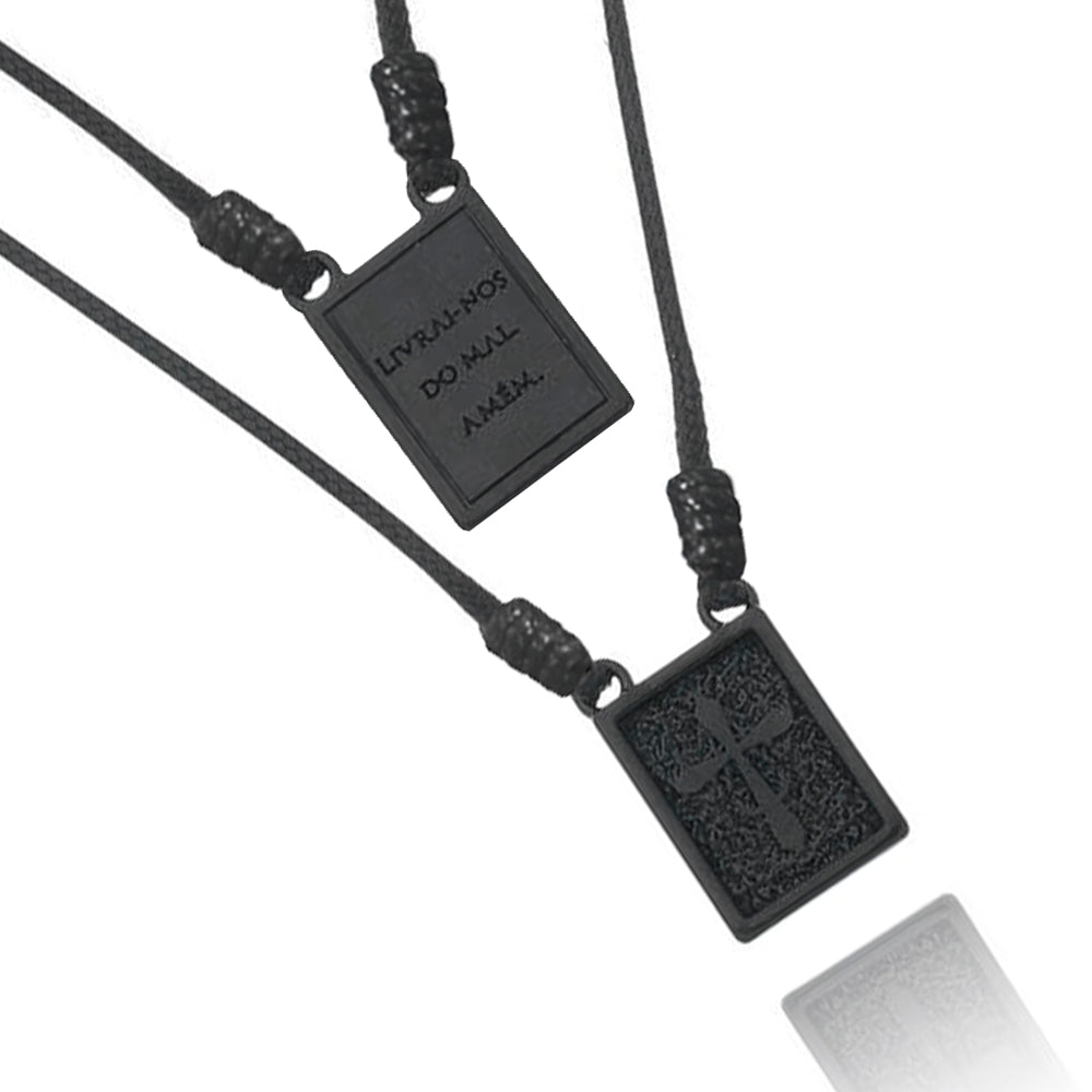 CA-RIO-CA Scapular Deliver Us From Evil Amen Cord Men's Necklace  - Male Jewelry