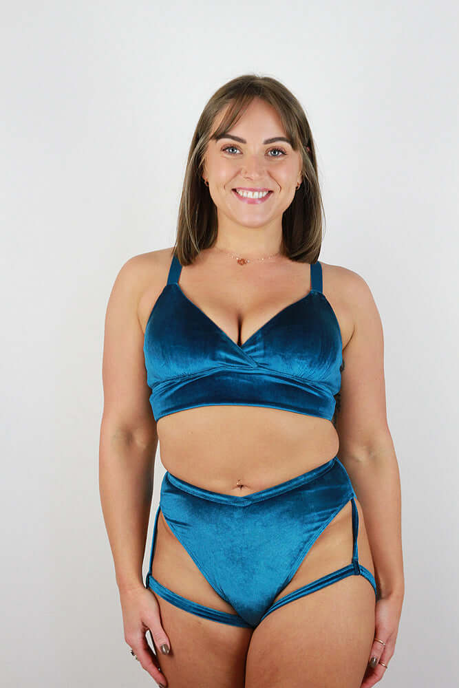 Verona Velvet Bikini Bra Teal
