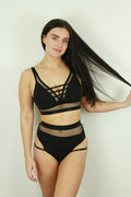 FELIX High Waist Strap Scrunch Bum Short BLACK