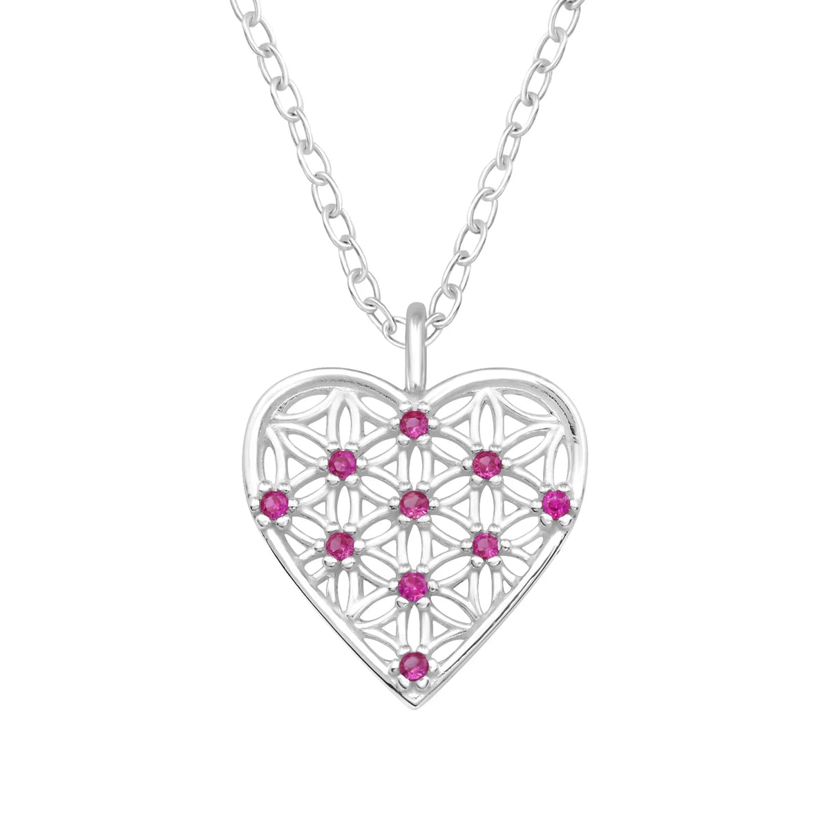 Heart Sterling Silver Necklace with Cubic Zirconia