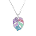 Leaf Sterling Silver Necklace with Crystal