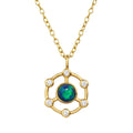 Open Circle Necklace, Cubic Zirconia & Opal, Sterling Silver
