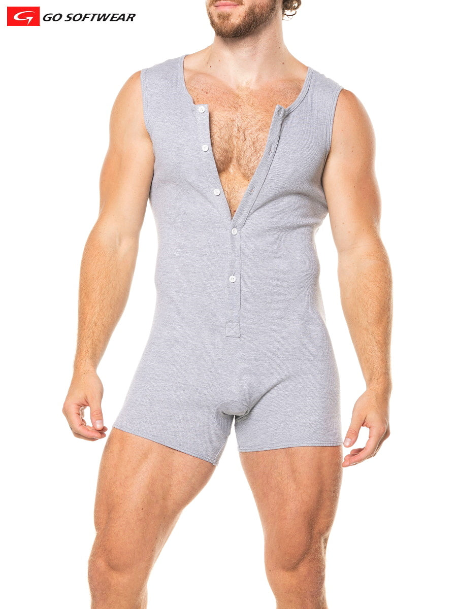 Go Softwear 4893 Men's Lumber Jack Sleeveless Onesy - Heather Grey