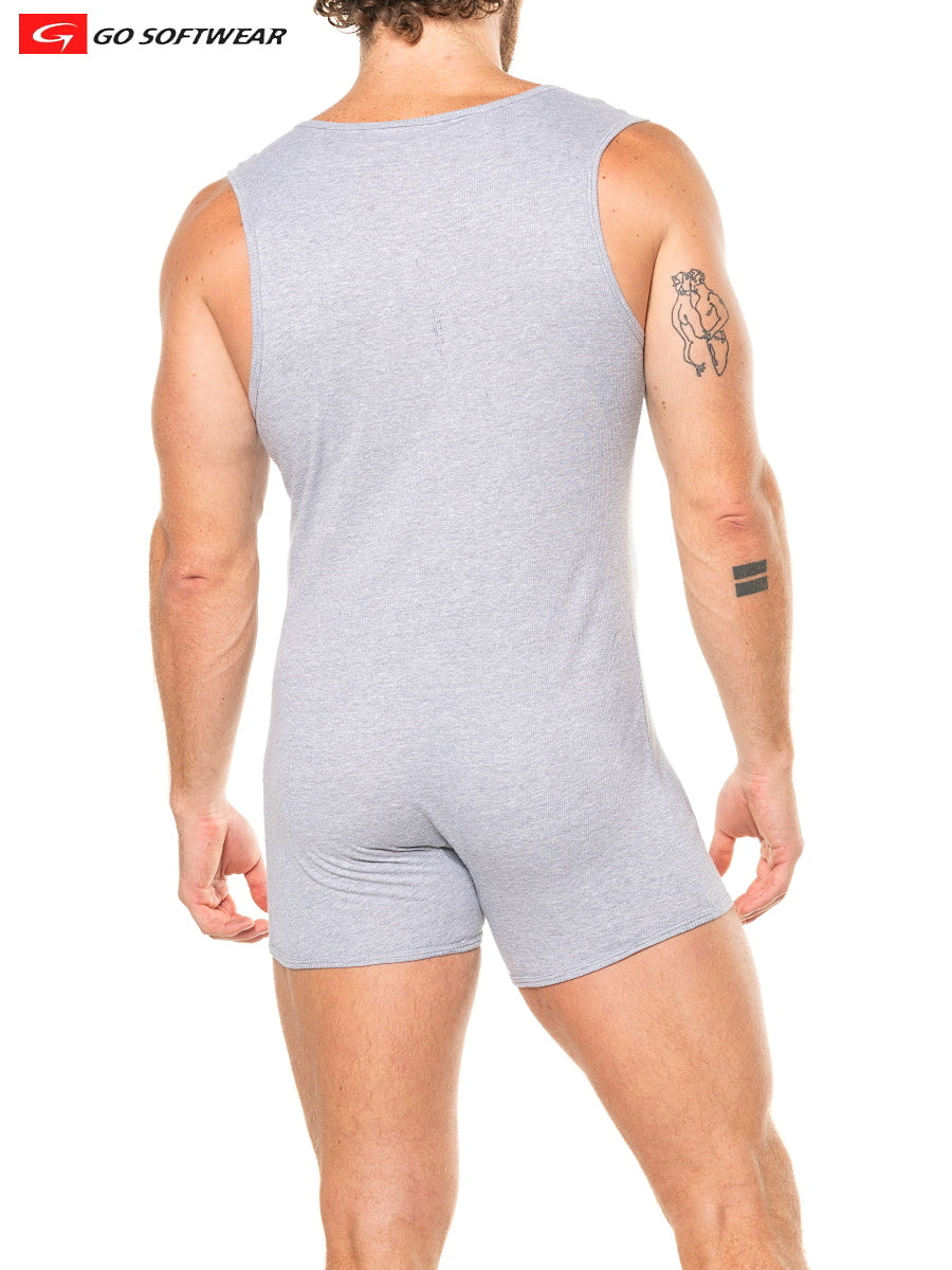 Go Softwear 4893 Men's Lumber Jack Sleeveless Onesy - Heather Grey