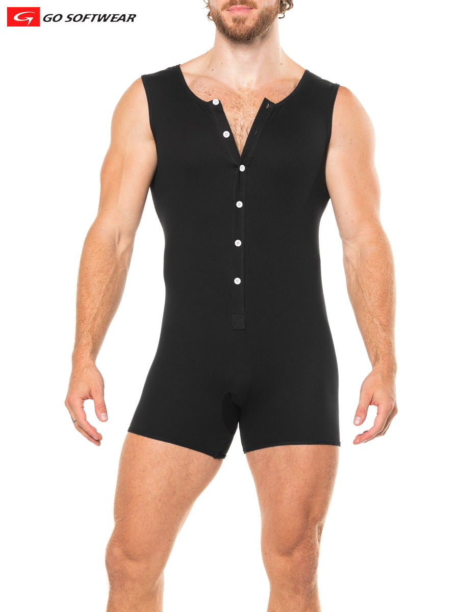 Go Softwear 4893 Men's Lumber Jack Sleeveless Onesy - Black