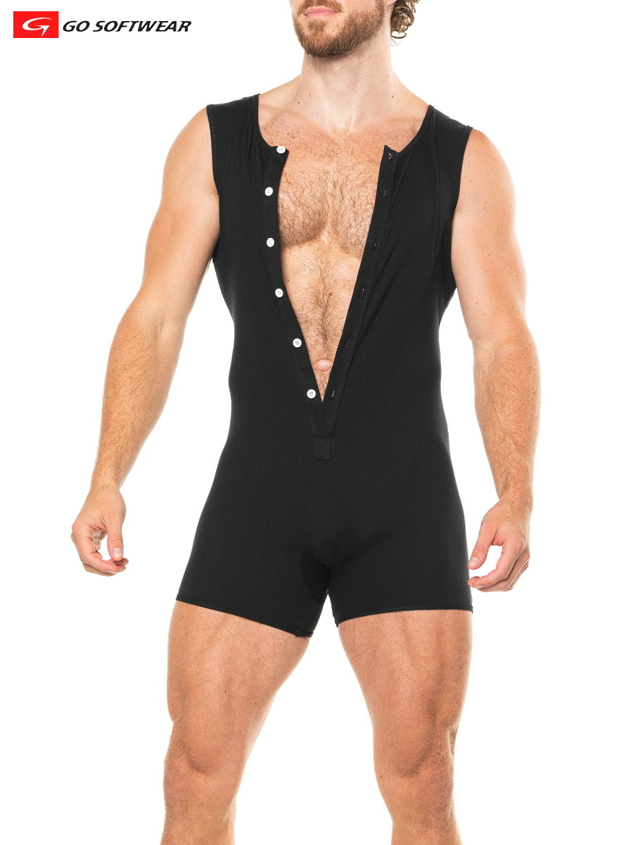 Go Softwear 4893 Men's Lumber Jack Sleeveless Onesy - Black