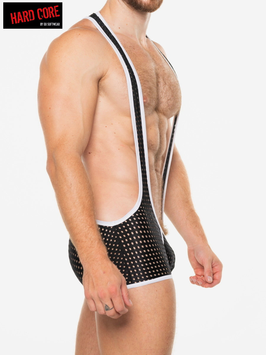 Hard Core 3537 Men's Peep Scoop Singlet - Black